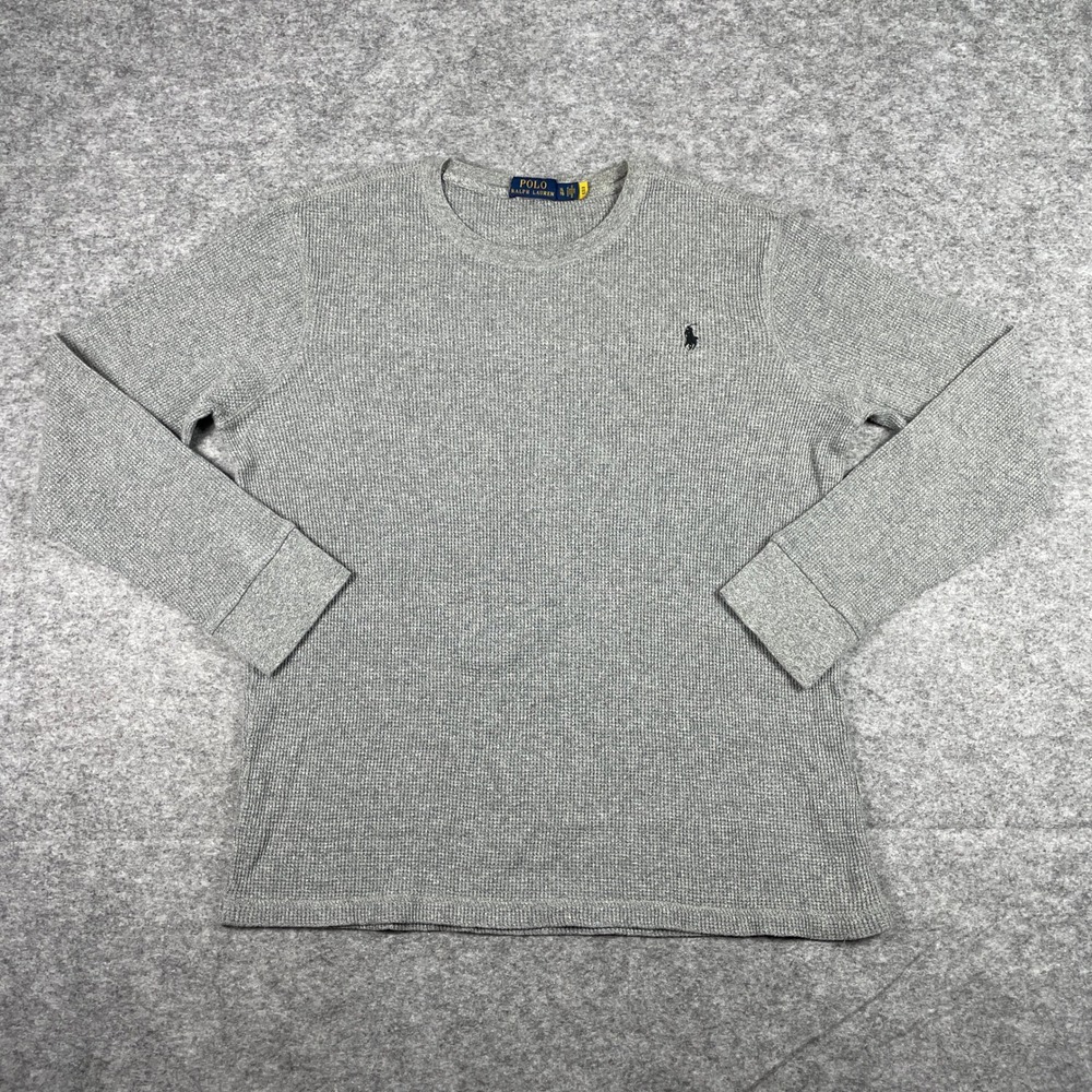 Polo Ralph Lauren Waffle Knit Thermal Mens XL Grey Long Sleeve Crewneck Shirt